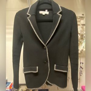 Loft black cotton blazer with grey trim